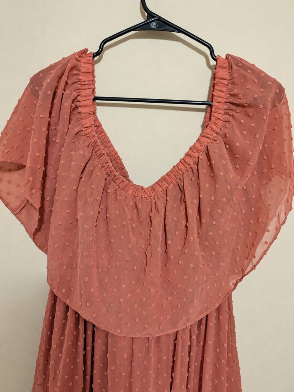 Baltic Born Dusty Rose Swiss Dot Ruffle Maxi Dress Size L NWT